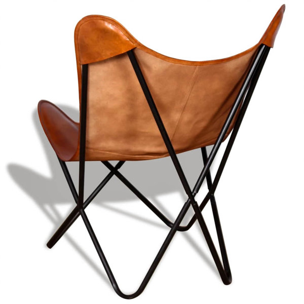 Tan leather deals butterfly chair